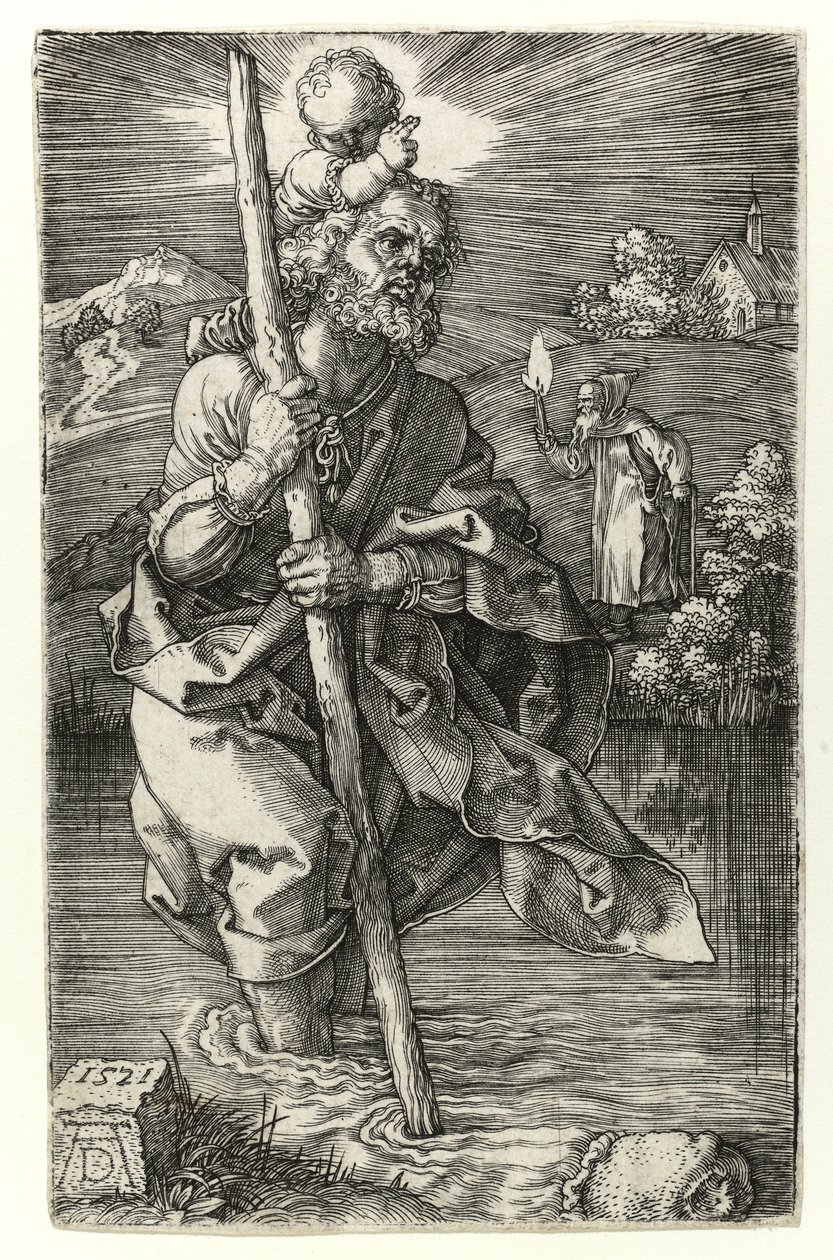 St Christopher mot høyre, 1521 av Albrecht Dürer