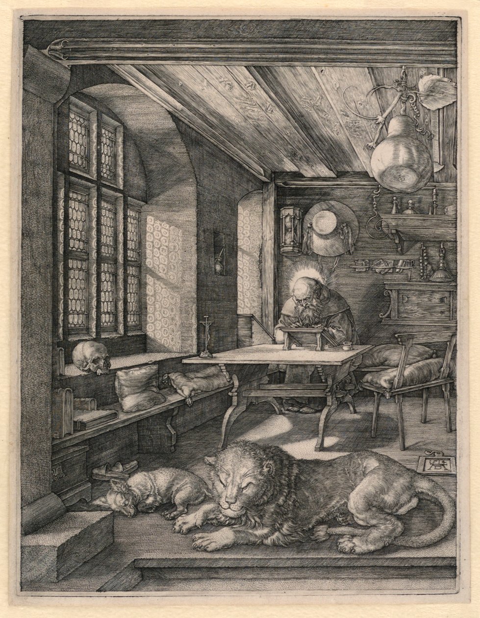 St. Hieronymus i sin studie av Albrecht Dürer