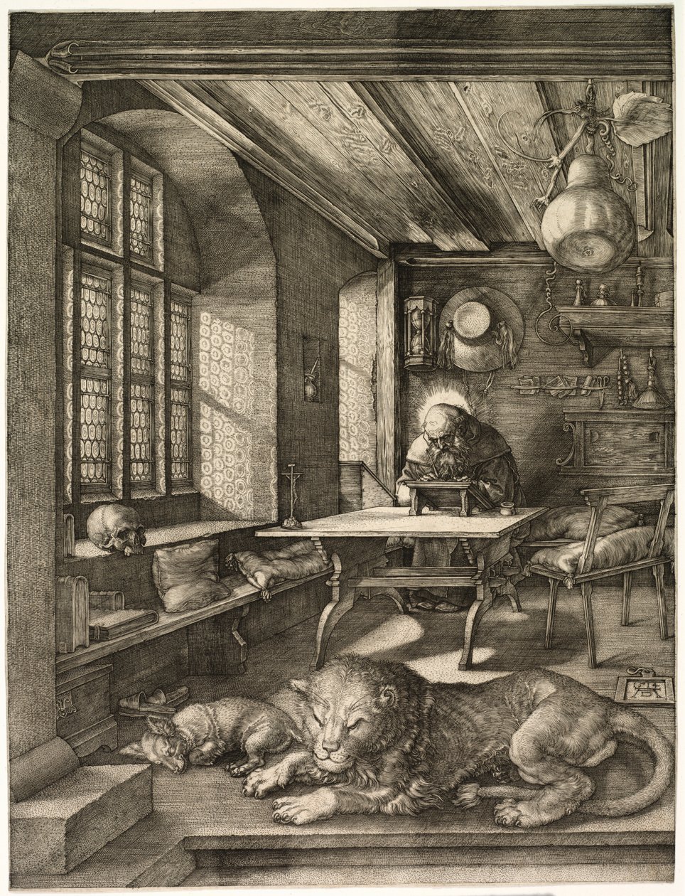 St. Hieronymus i sin studie av Albrecht Dürer