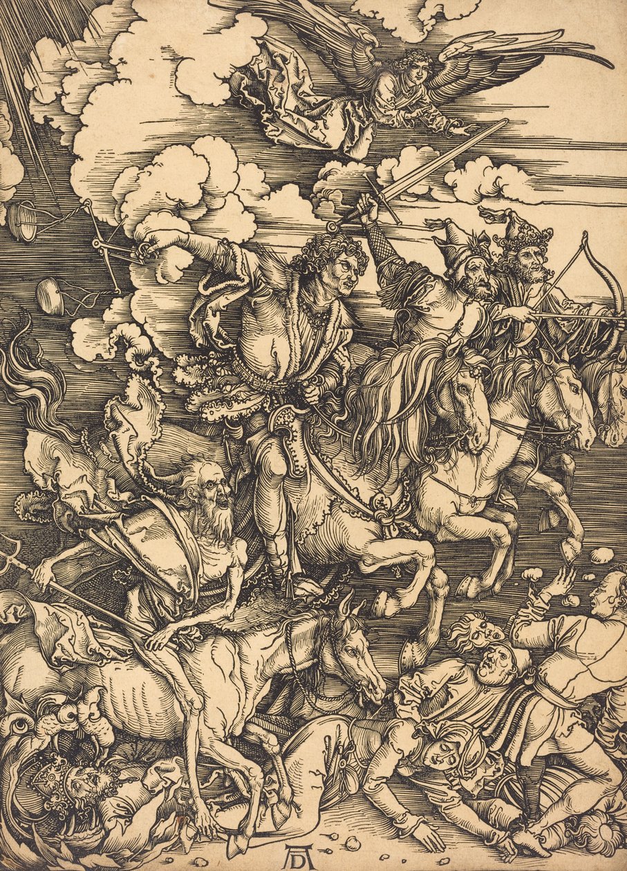 De fire ryttere, sannsynligvis ca. 14961498. av Albrecht Dürer