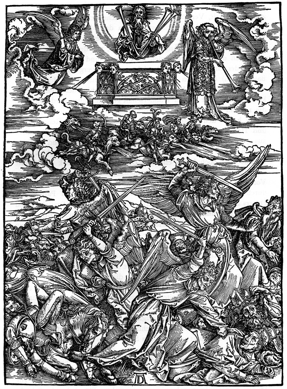 De fire hevngjerrige englene, 1498, 1936 av Albrecht Dürer