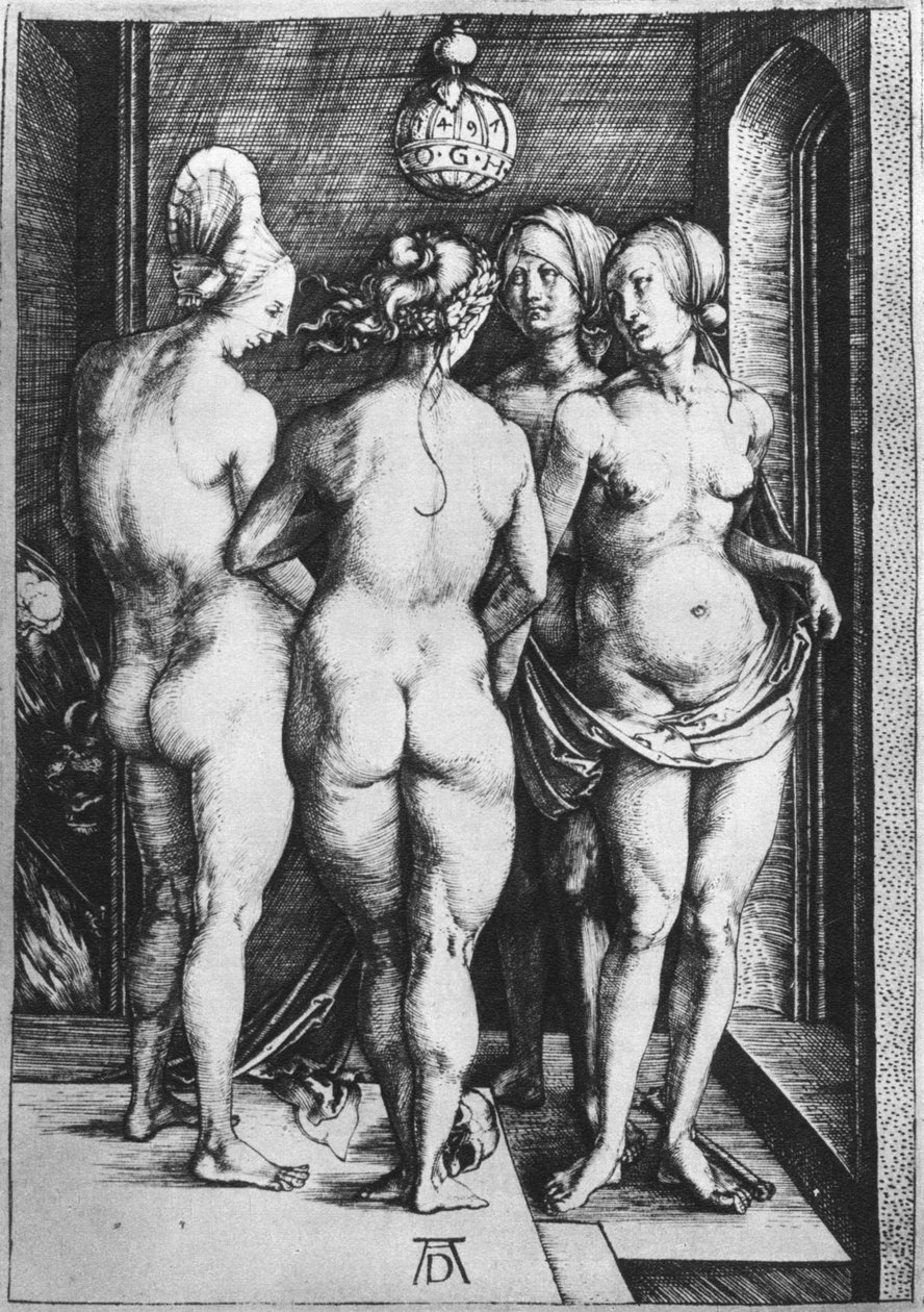 De fire heksene, 1497, 1936 av Albrecht Dürer