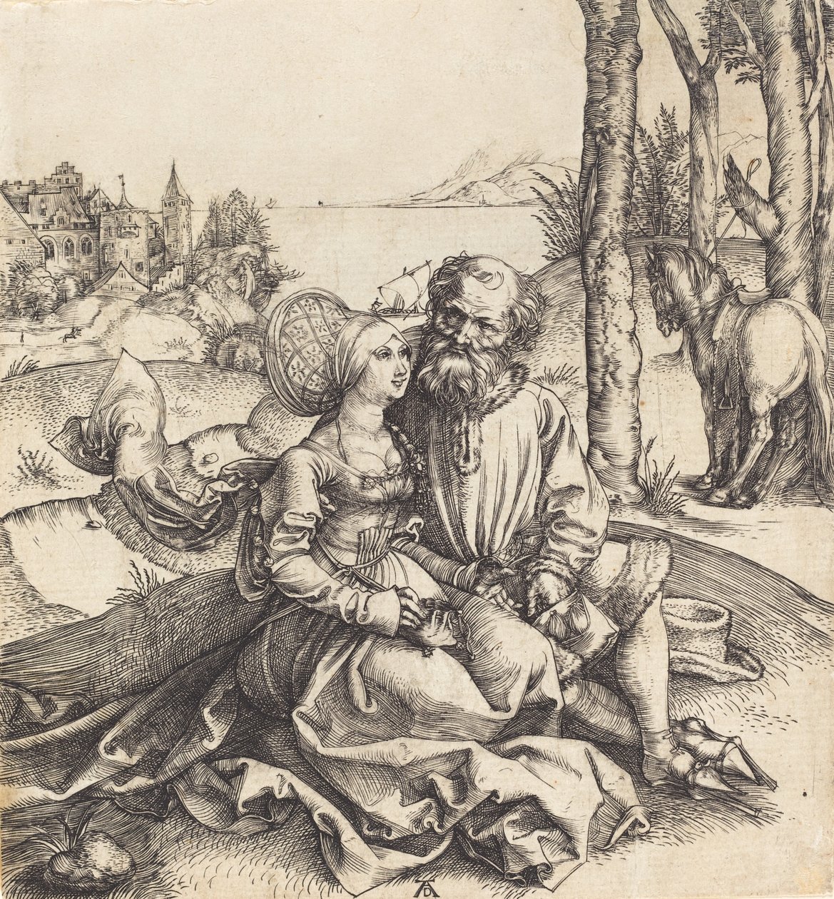 The Ill Assorted Couple, 14951496. av Albrecht Dürer
