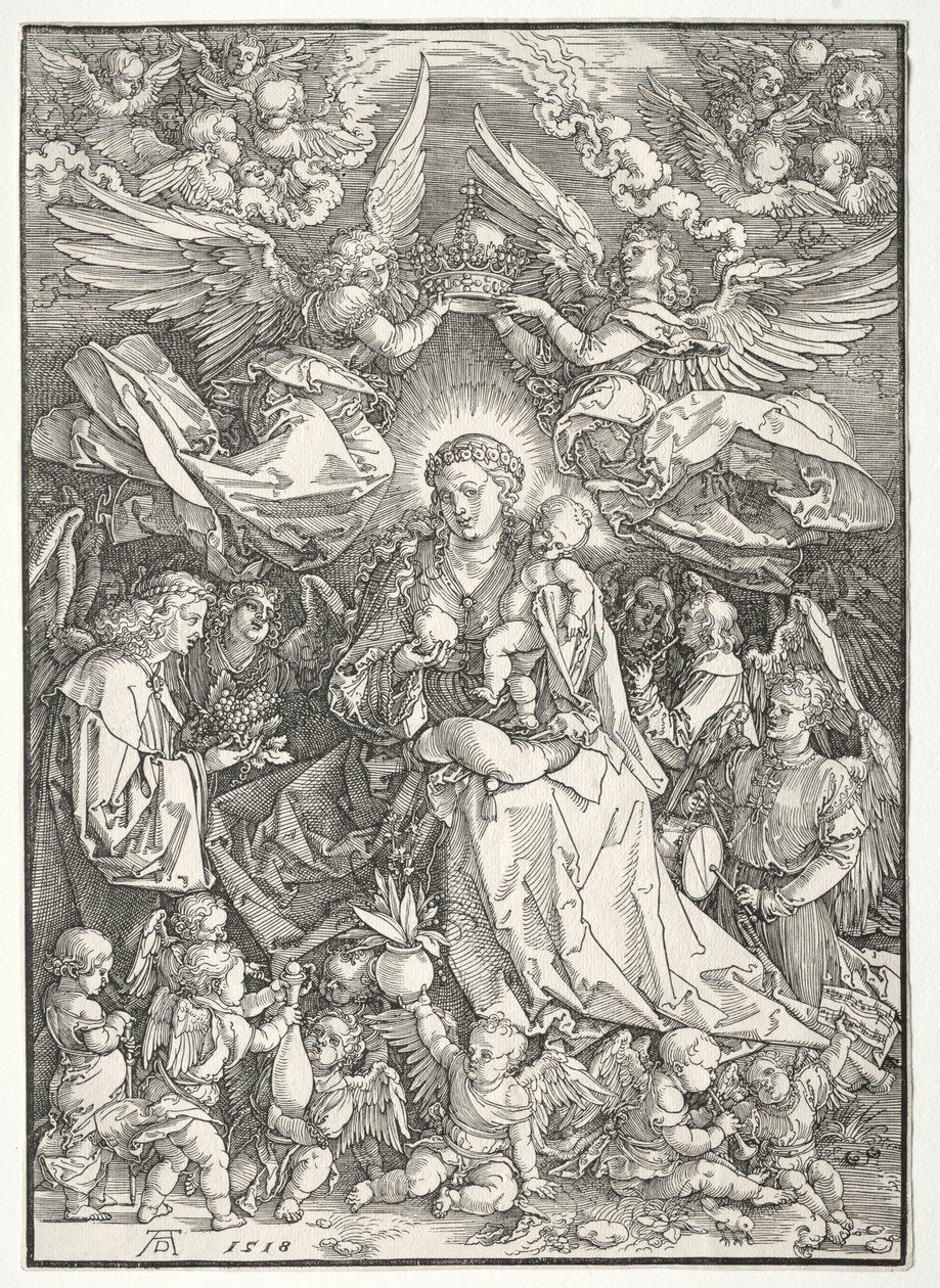 Jomfruen omgitt av mange engler, 1518. av Albrecht Dürer