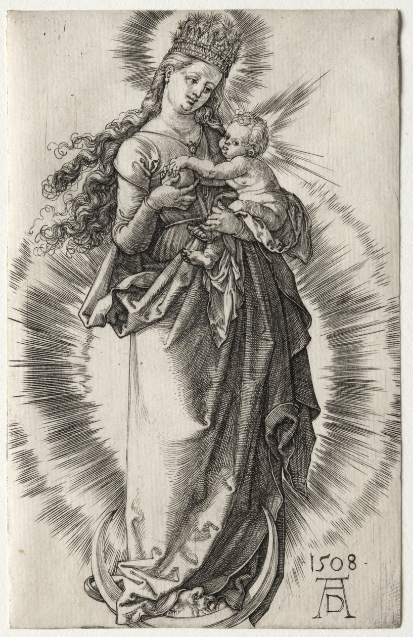 Jomfruen med en stjernekrone, 1508. av Albrecht Dürer
