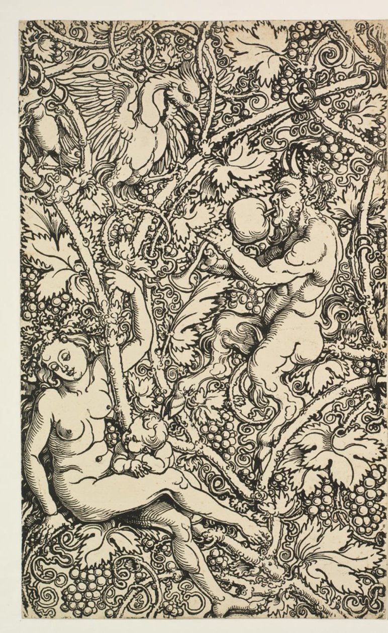 To design for billedvev med satyrfamilie av Albrecht Dürer