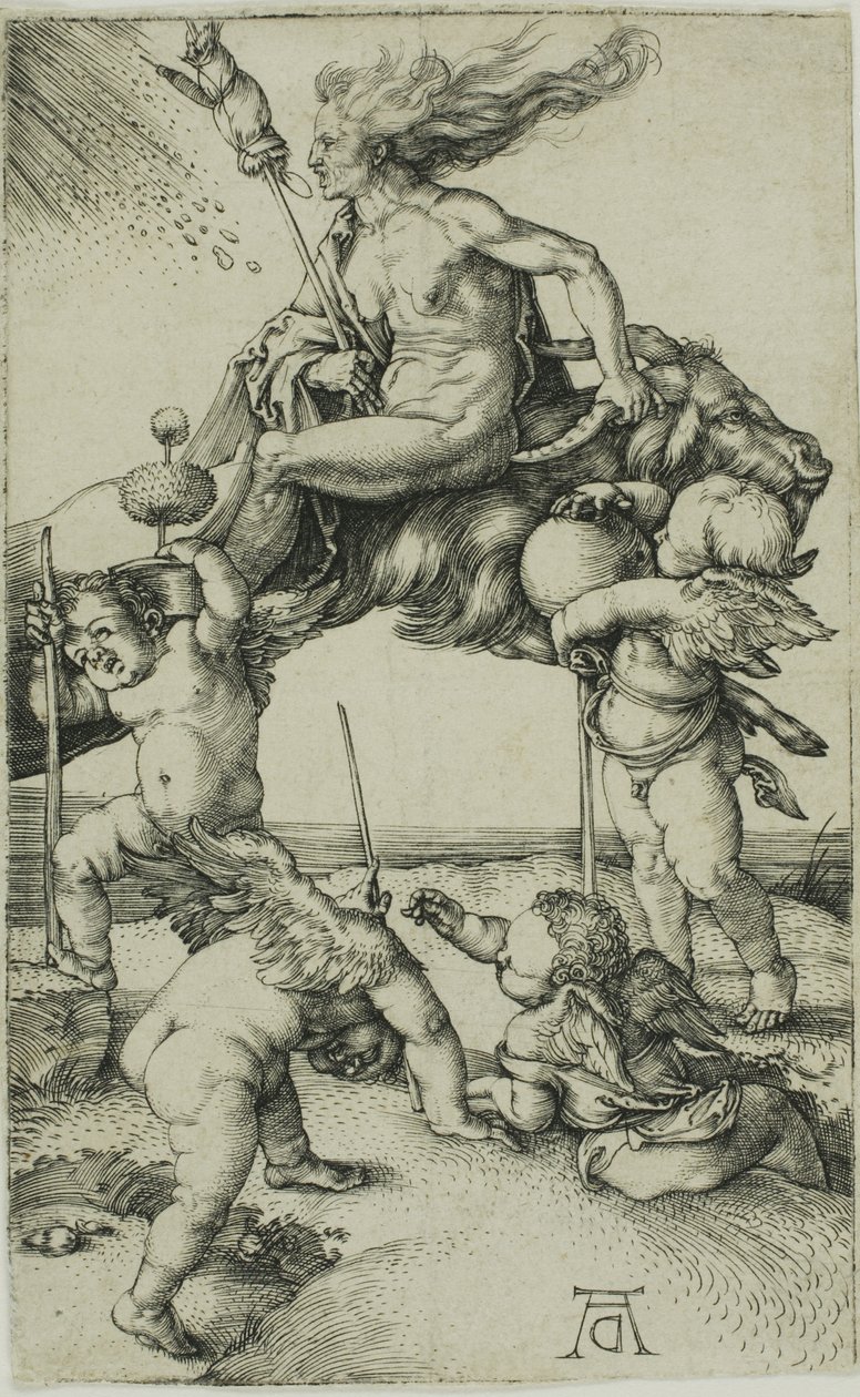 Heks som rir baklengs på en geit av Albrecht Dürer