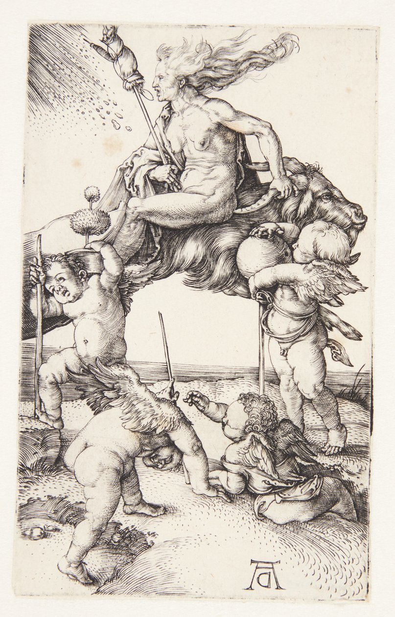 Heks som rir baklengs på en geit av Albrecht Dürer