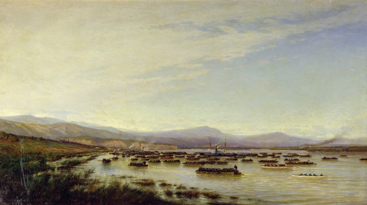 Den russiske hæren krysset Donau i juni 1877, 1878 av Aleksei Petrovich Bogolyubov