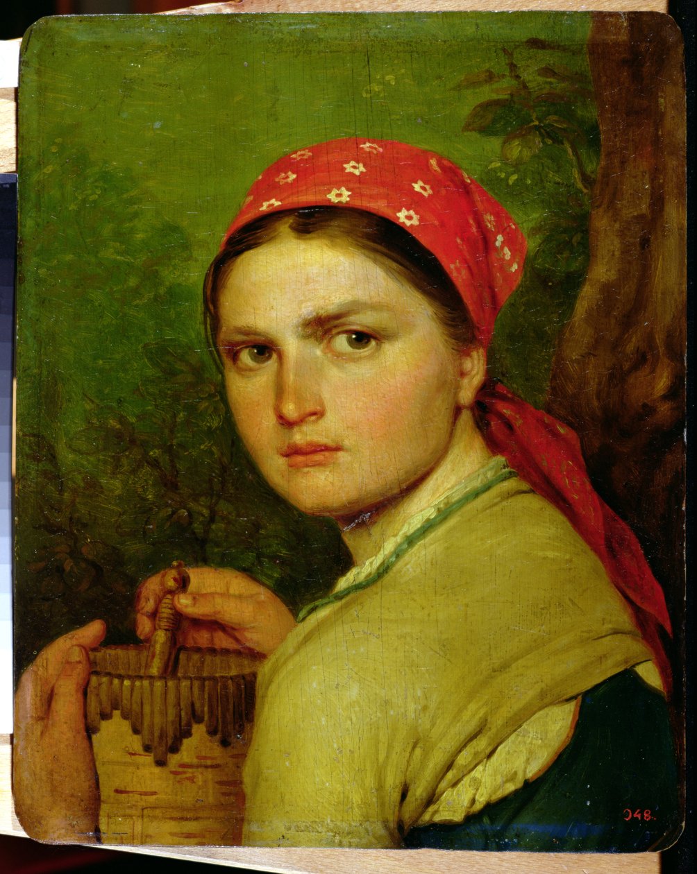 Pike med en bjørkebarkkrukke, ca. 1824 av Aleksei Gavrilovich Venetsianov