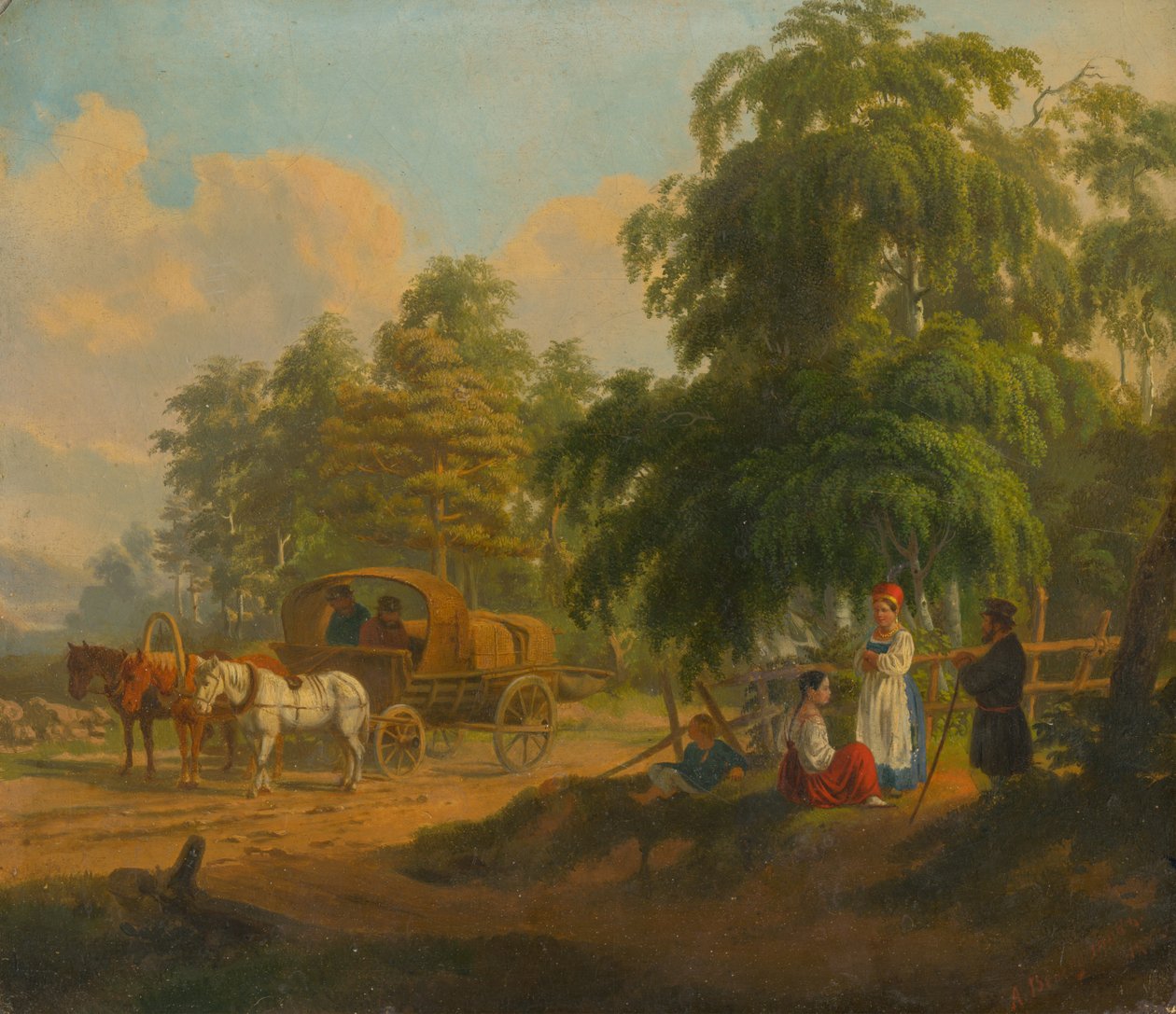 Landskap med russisk troika, 1801. av Aleksei Gavrilovich Venetsianov
