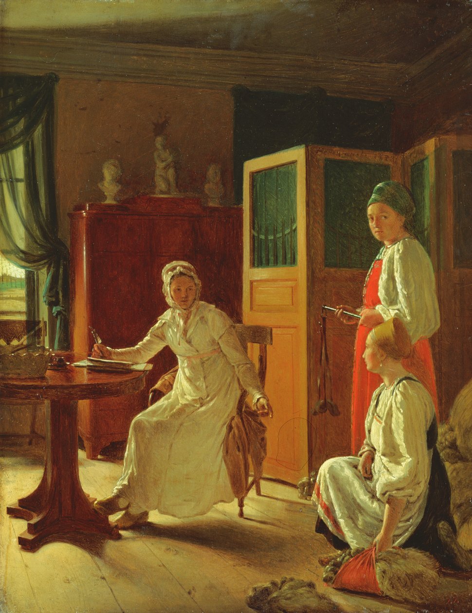 Morning of the Lady of the Manor, 1823 av Aleksei Gavrilovich Venetsianov