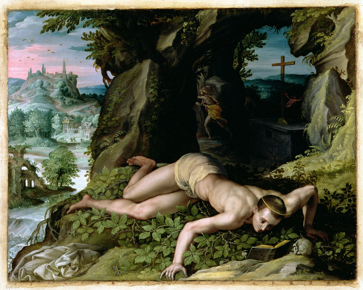 The Temptation of St. Benedict, ca. 1587 av Alessandro Allori