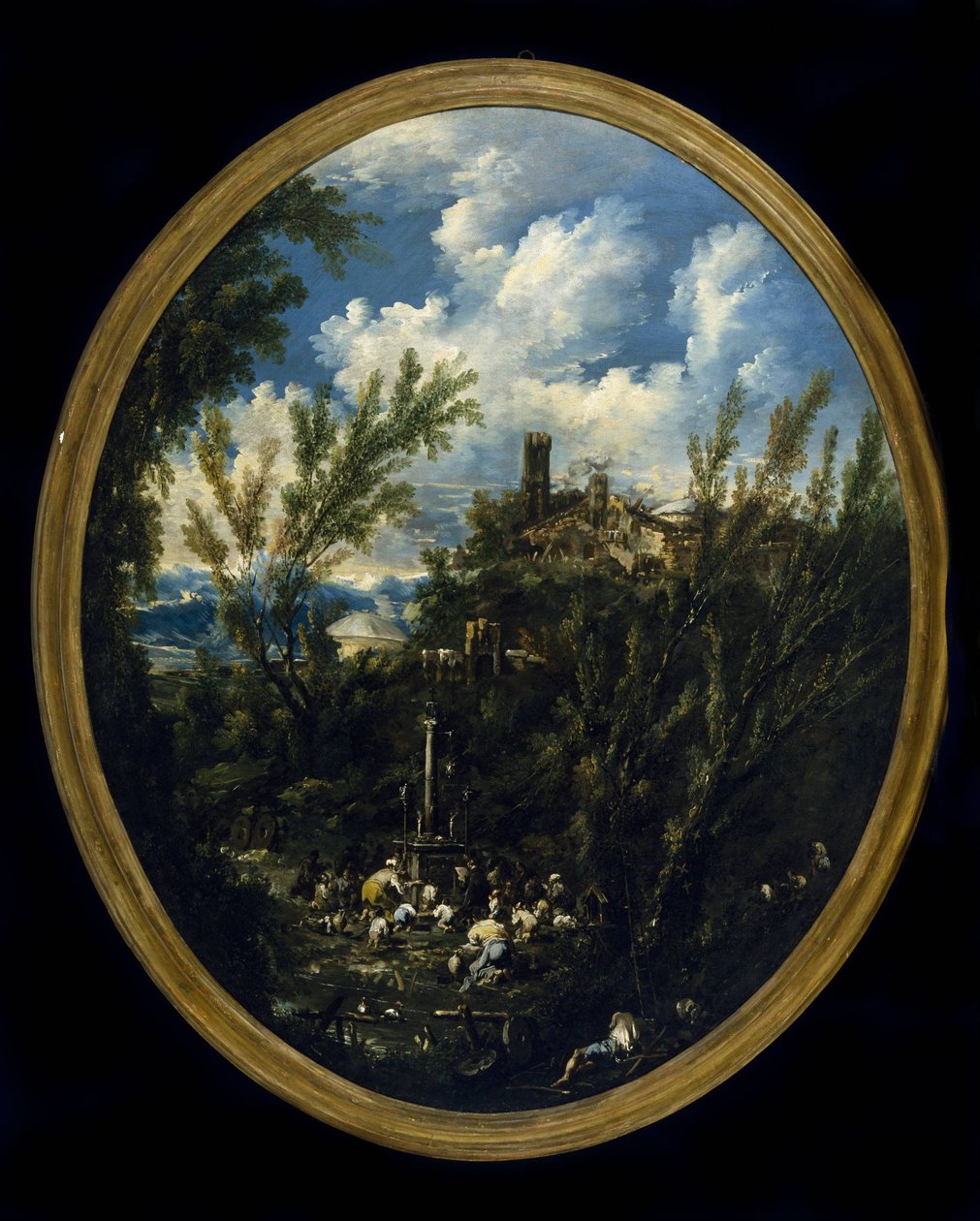 Tilbedere ved en helligdom av Alessandro Magnasco