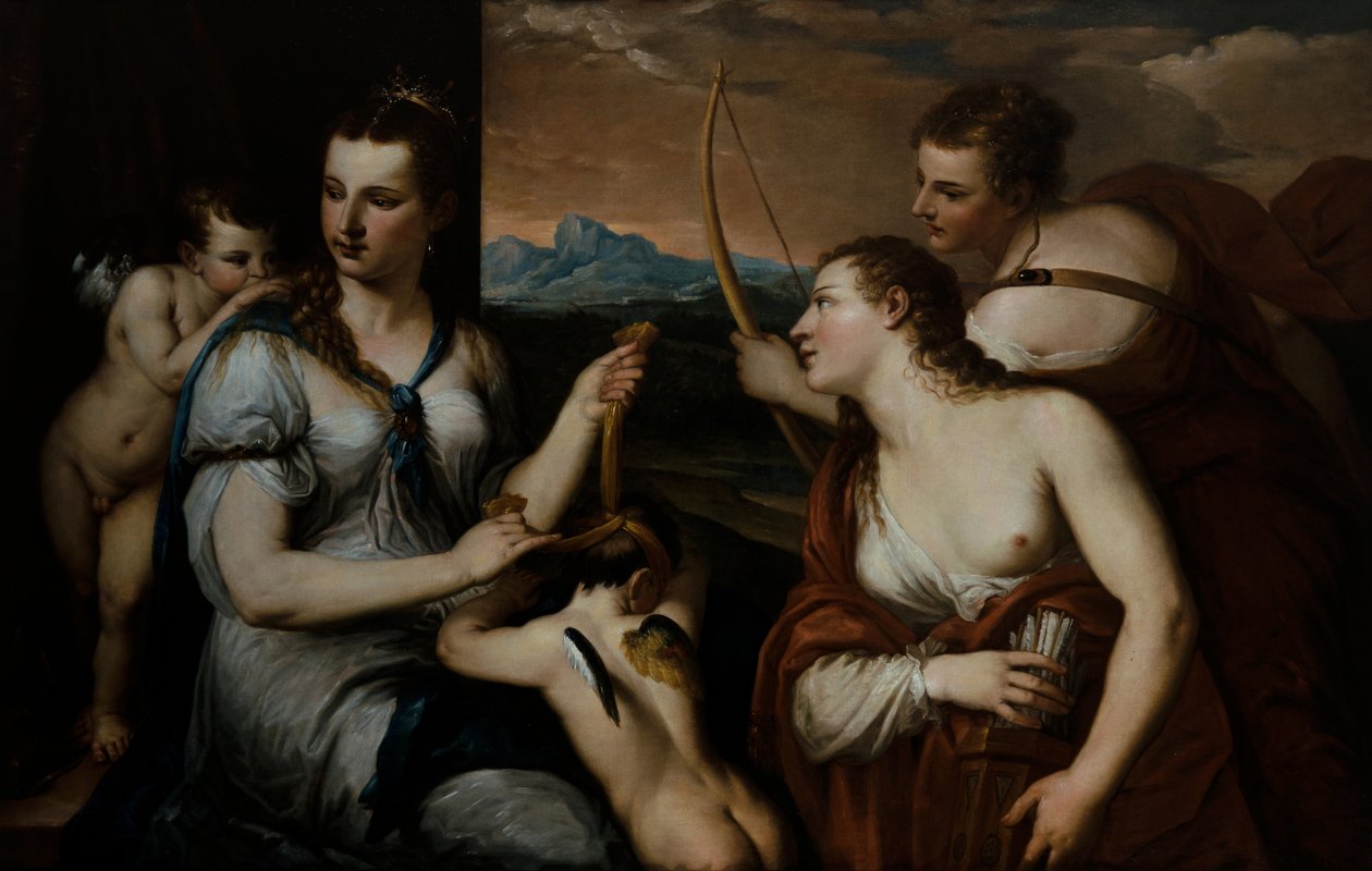 Venus bind for øynene Amor av Alessandro (1588 1648) Varotari