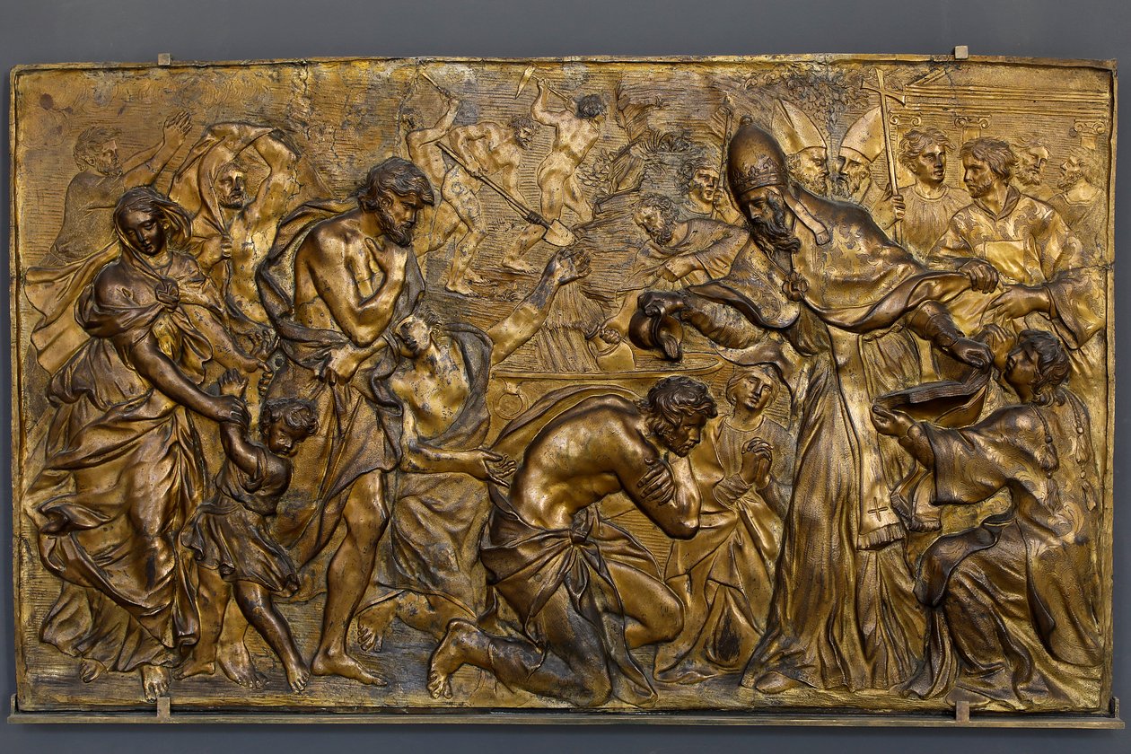 Pave Liberius døper neofyttene av Alessandro Algardi