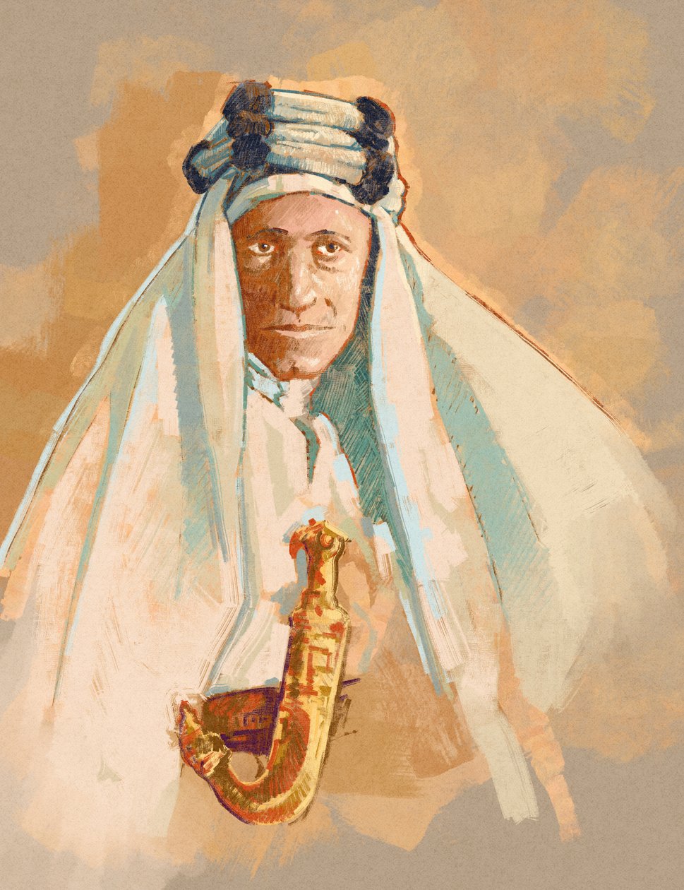 Portrett av Lawrence of Arabia (illustrasjon) av Alessandro Lonati