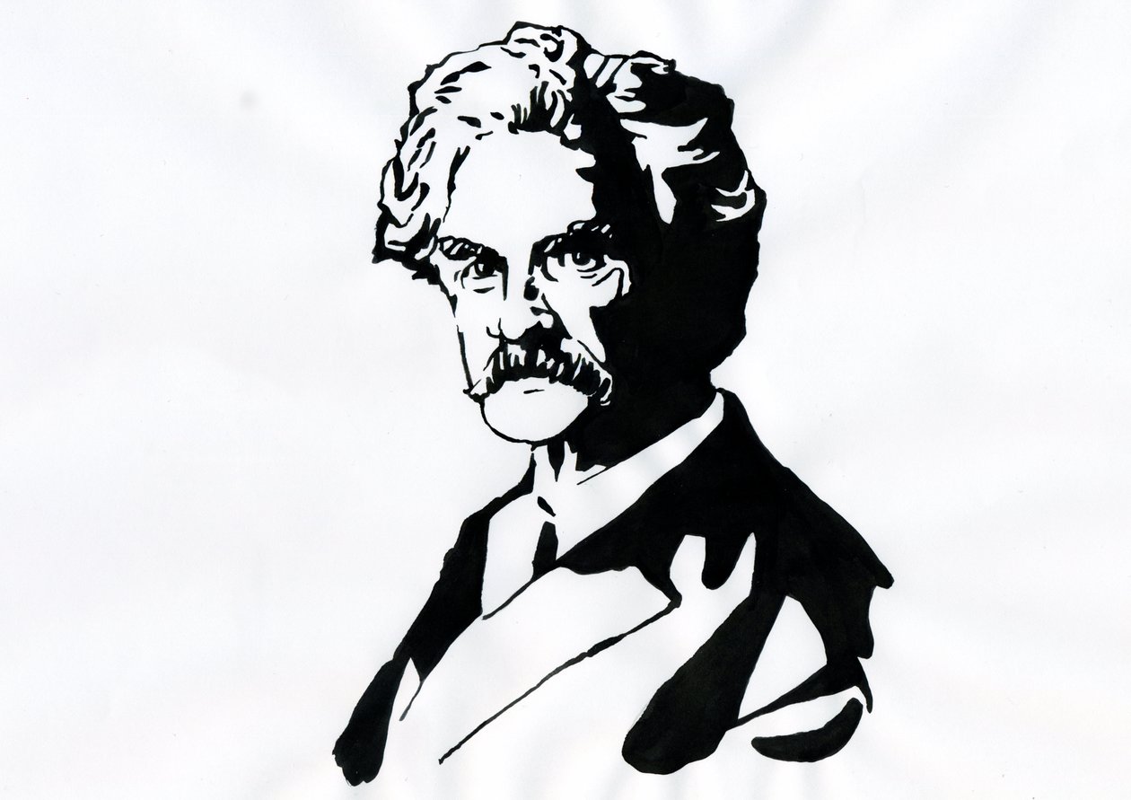 Portrett av Mark Twain (1835-1910) av Alessandro Lonati