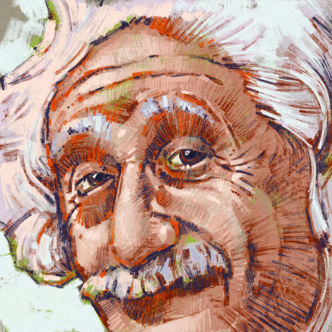 Portrett av vitenskapsmann Albert Einstein (illustrasjon) av Alessandro Lonati