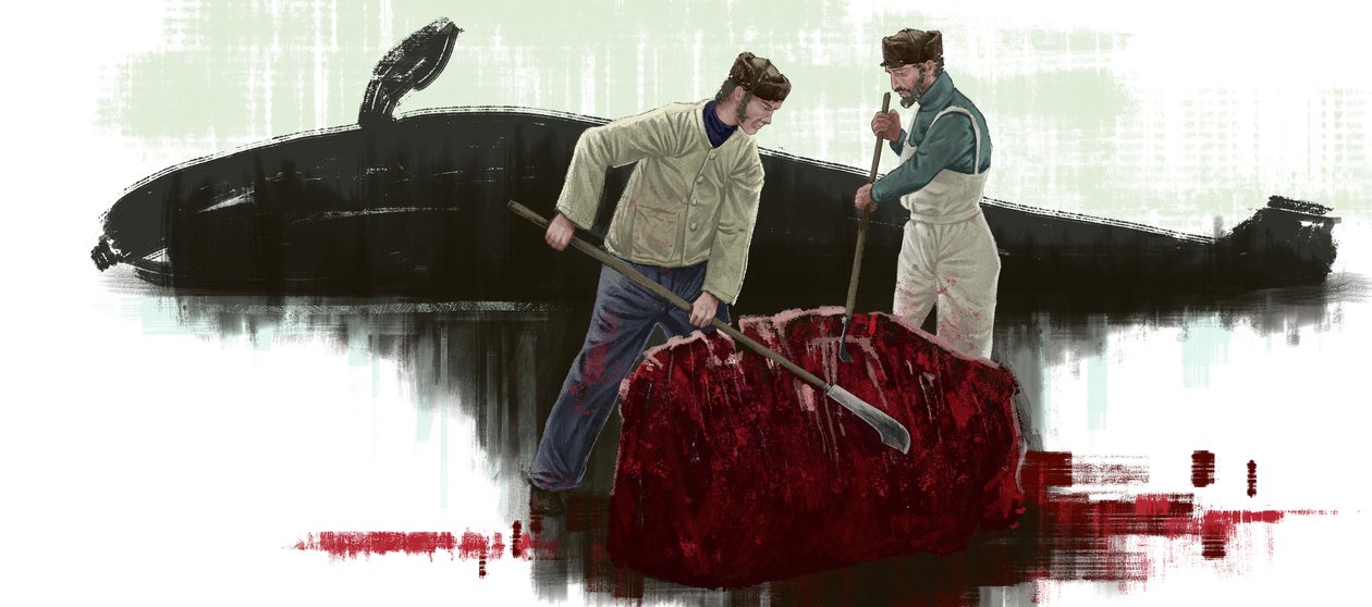 To hvaler, skjærer en hval av Alessandro Lonati