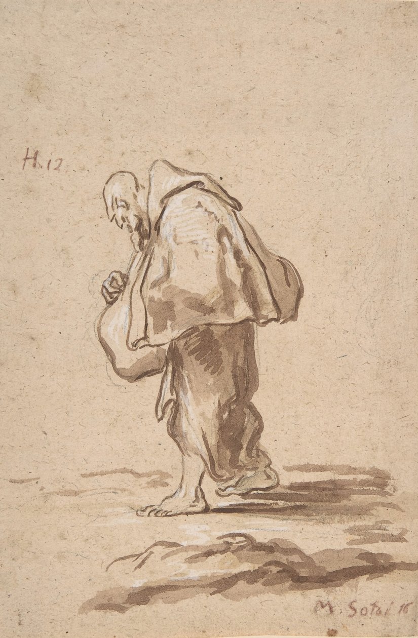 Stående pilegrimsbror, ca. 1705-20. av Alessandro Magnasco