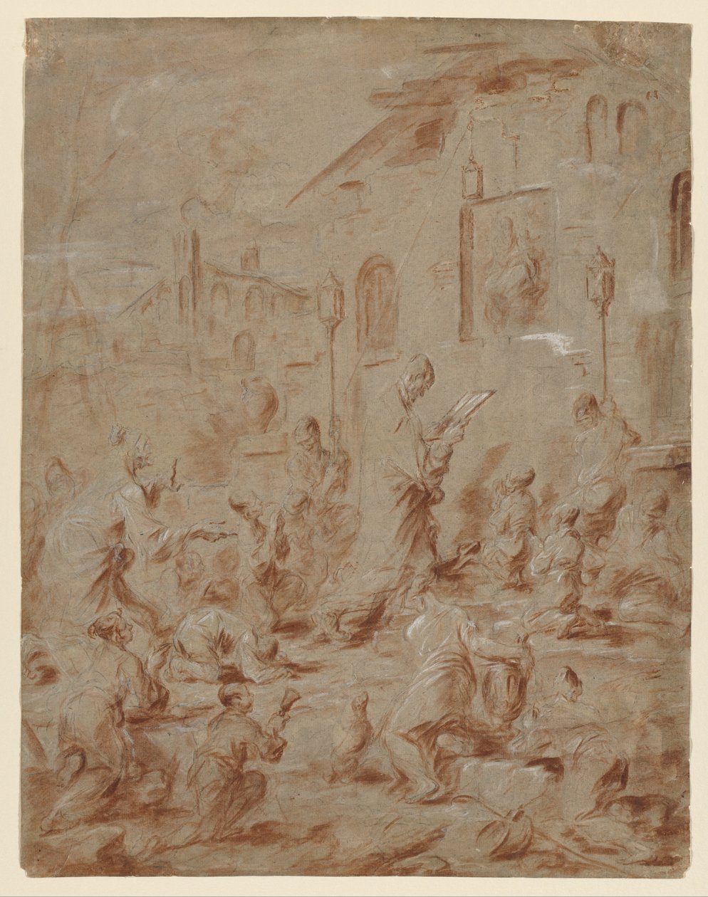Tilbedere ved en gatehelligdom, 173040. av Alessandro Magnasco