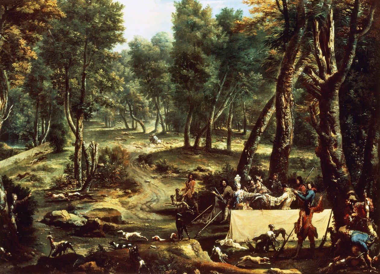 hjortejaktfest (olje på lerret) av Alessandro Magnasco