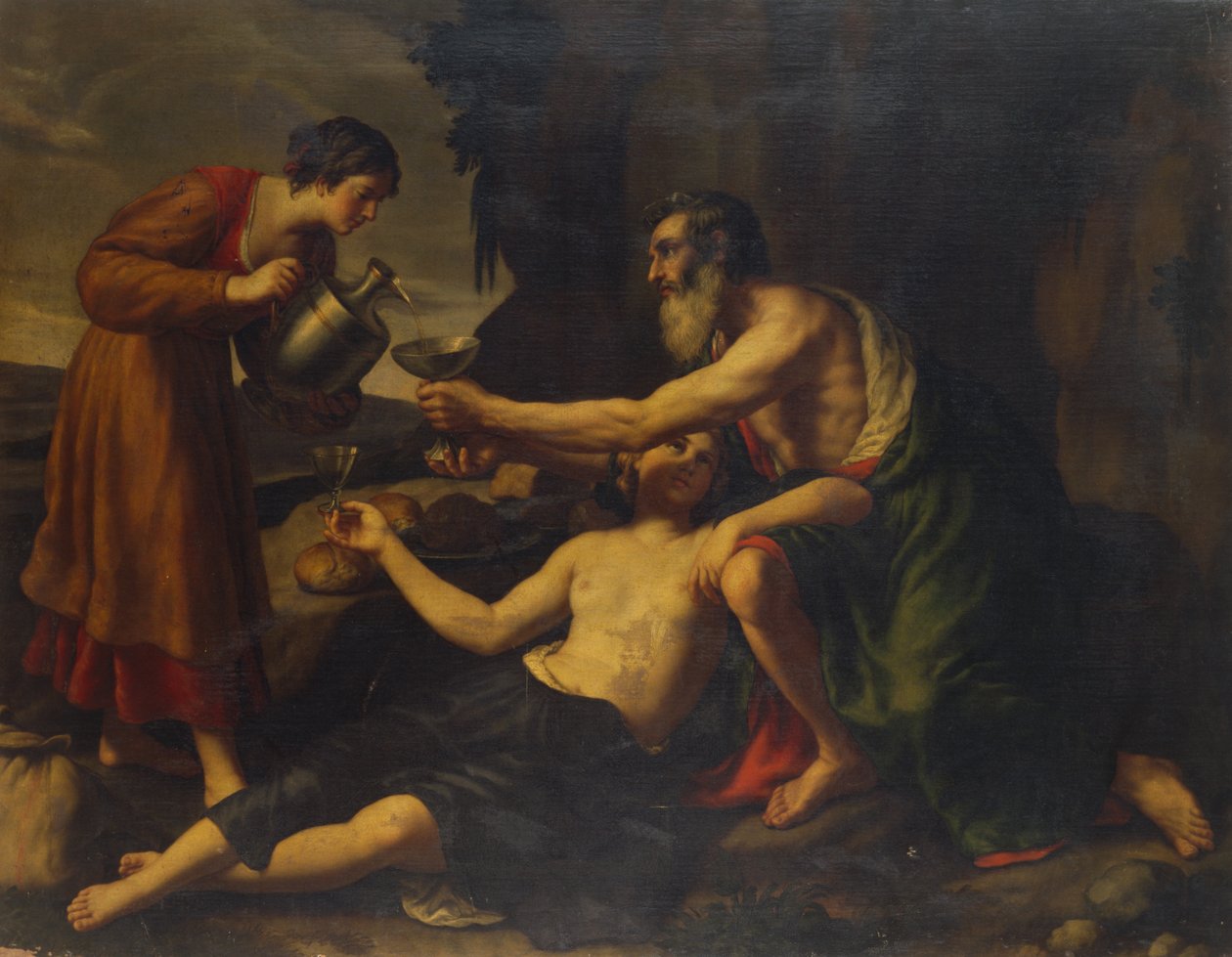 Lot og hans døtre (olje på lerret) av Alessandro Turchi