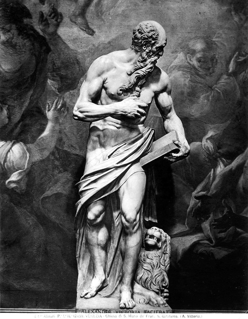 Statue som viser St. Hieronymus av Alessandro Vittoria