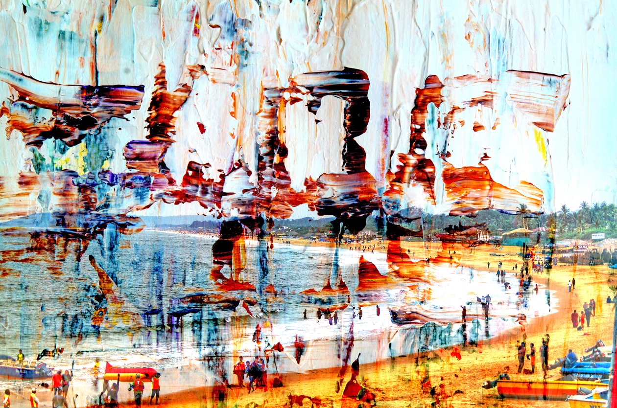 on the bay, 2019, (blandet media) av Alex Caminker