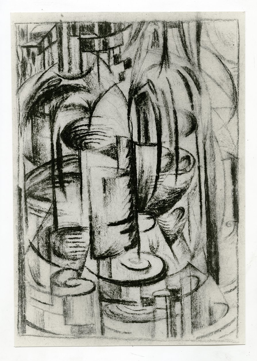 Futurist Composition, ca. 1914-16 (kull på papir) av Alexander Bogomazov