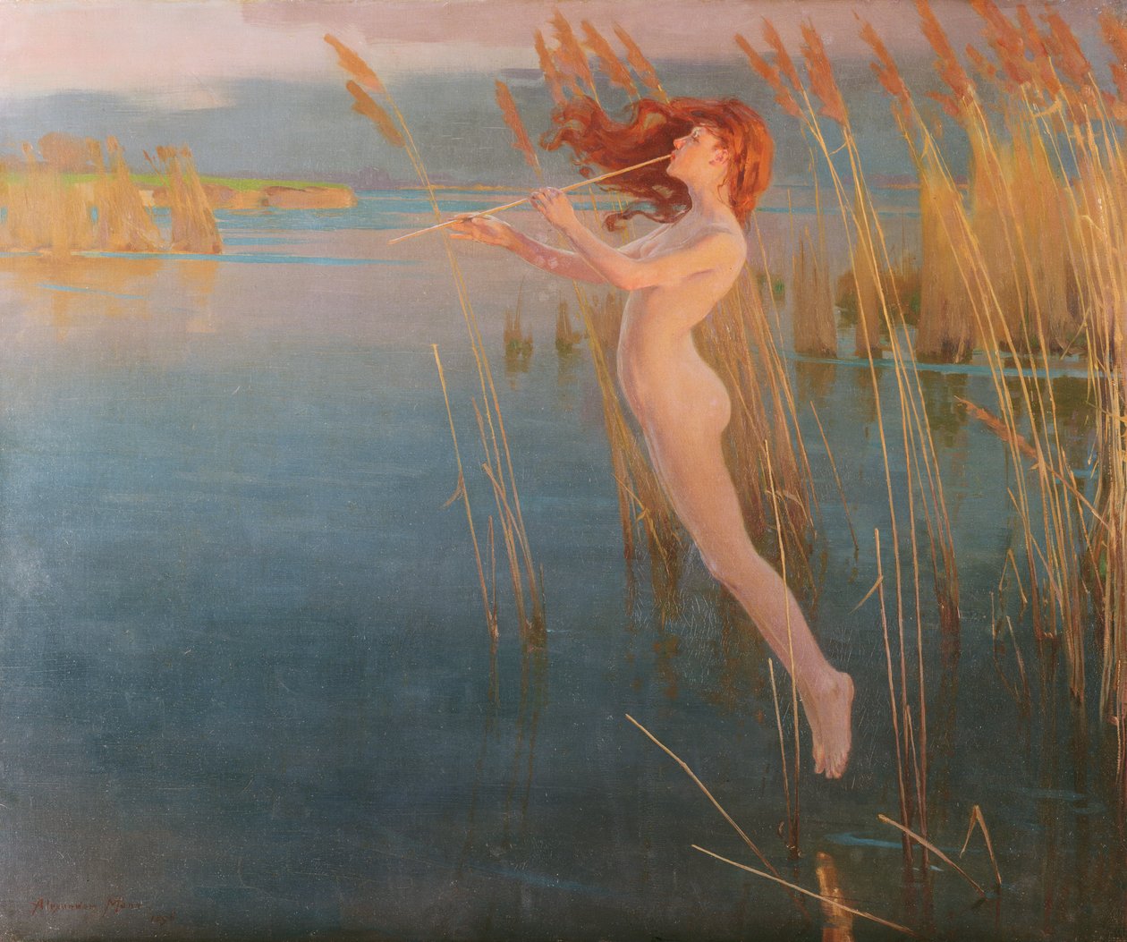 The Long Cry of the Reeds at Even, 1896 av Alexander Mann