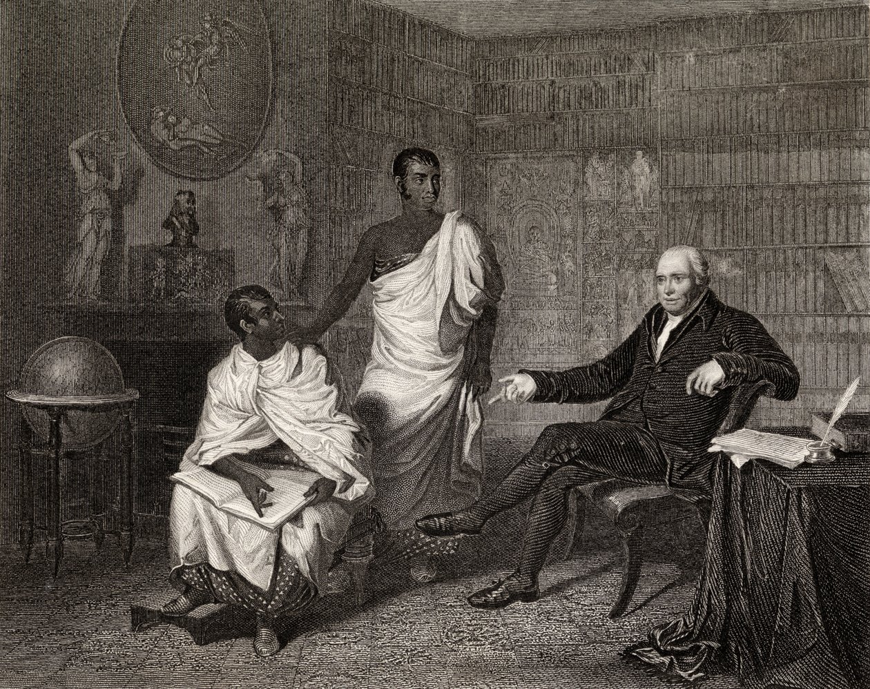 Dr Adam Clarke and the Priests of Buddha, gravert av Robinson av Alexander Mosses
