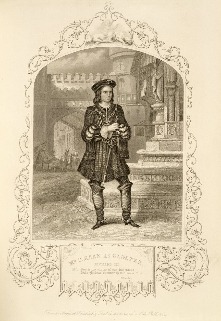 Mr C. Kean som Gloster, Act I Scene 1, i Richard III, av William Shakespeare (1564-1616) av Alexander Reid