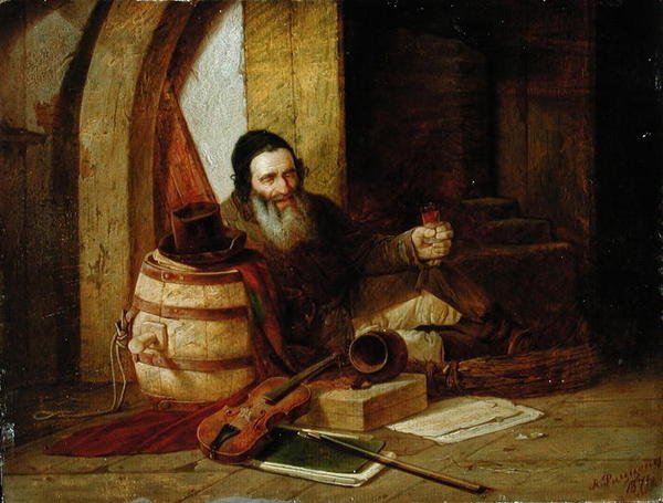 En jødisk fiolinist i hvile, 1871 av Alexander Antonovich Rizzoni