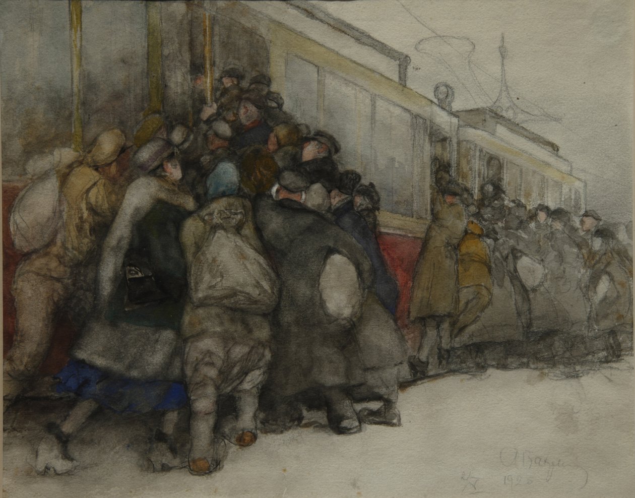 Ved trikken, 1920 av Alexander Ivanovich Vakhrameyev