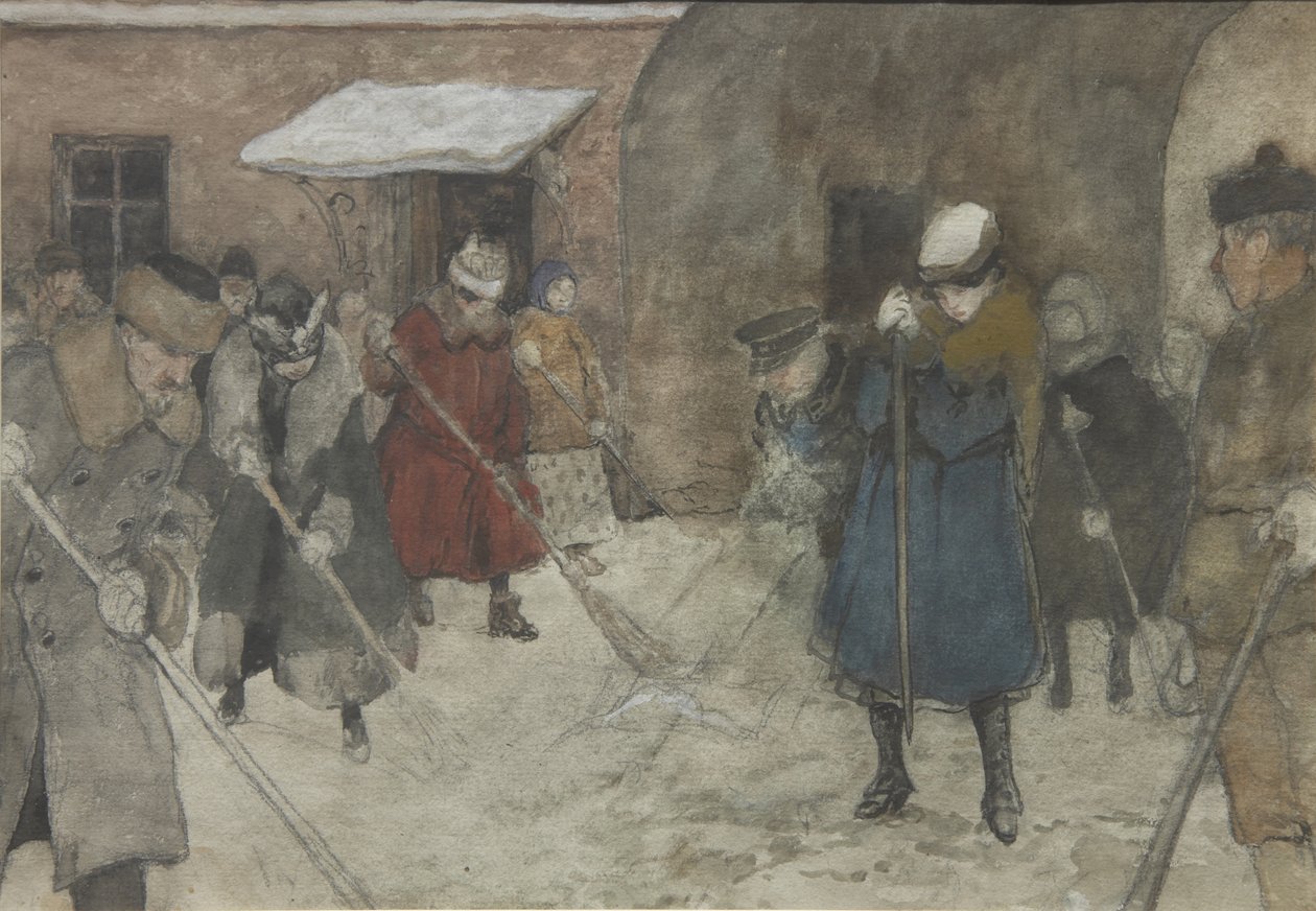 Snørydding, ca 1921 av Alexander Ivanovich Vakhrameyev