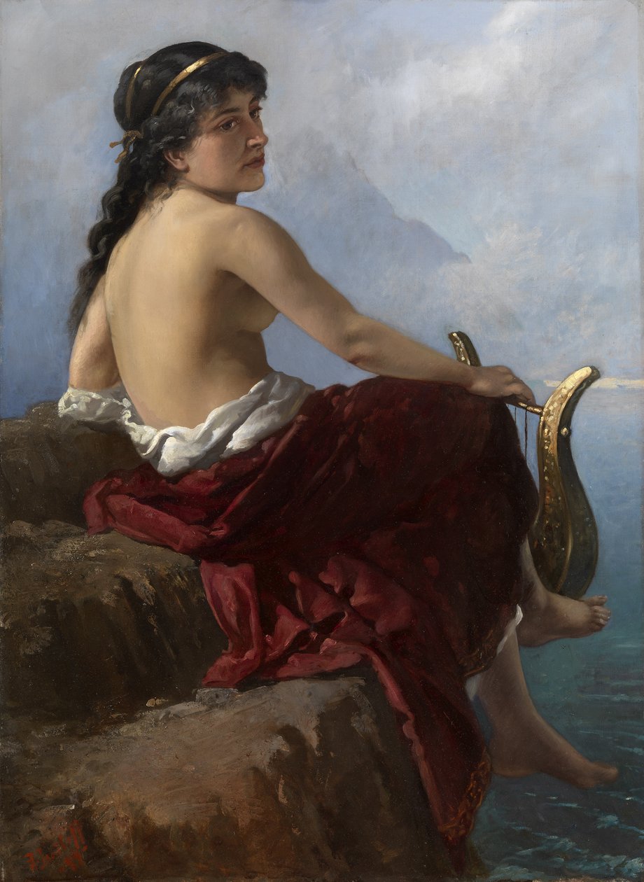 Sappho på Lefkas klippe, 1889 av Alexander Izmailov