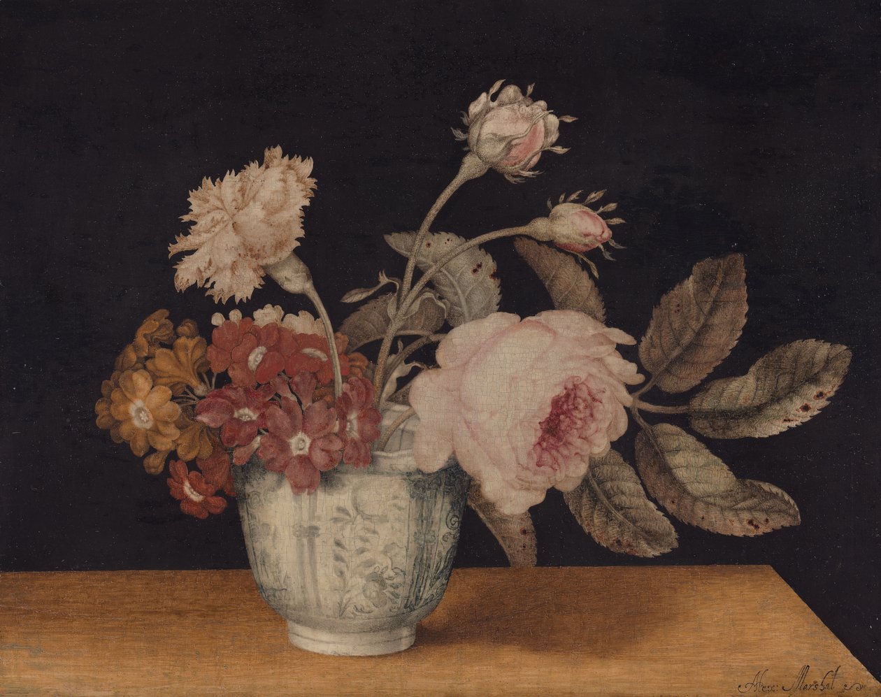 Blomster i en Delft-krukke, 1663. av Alexander Marshal