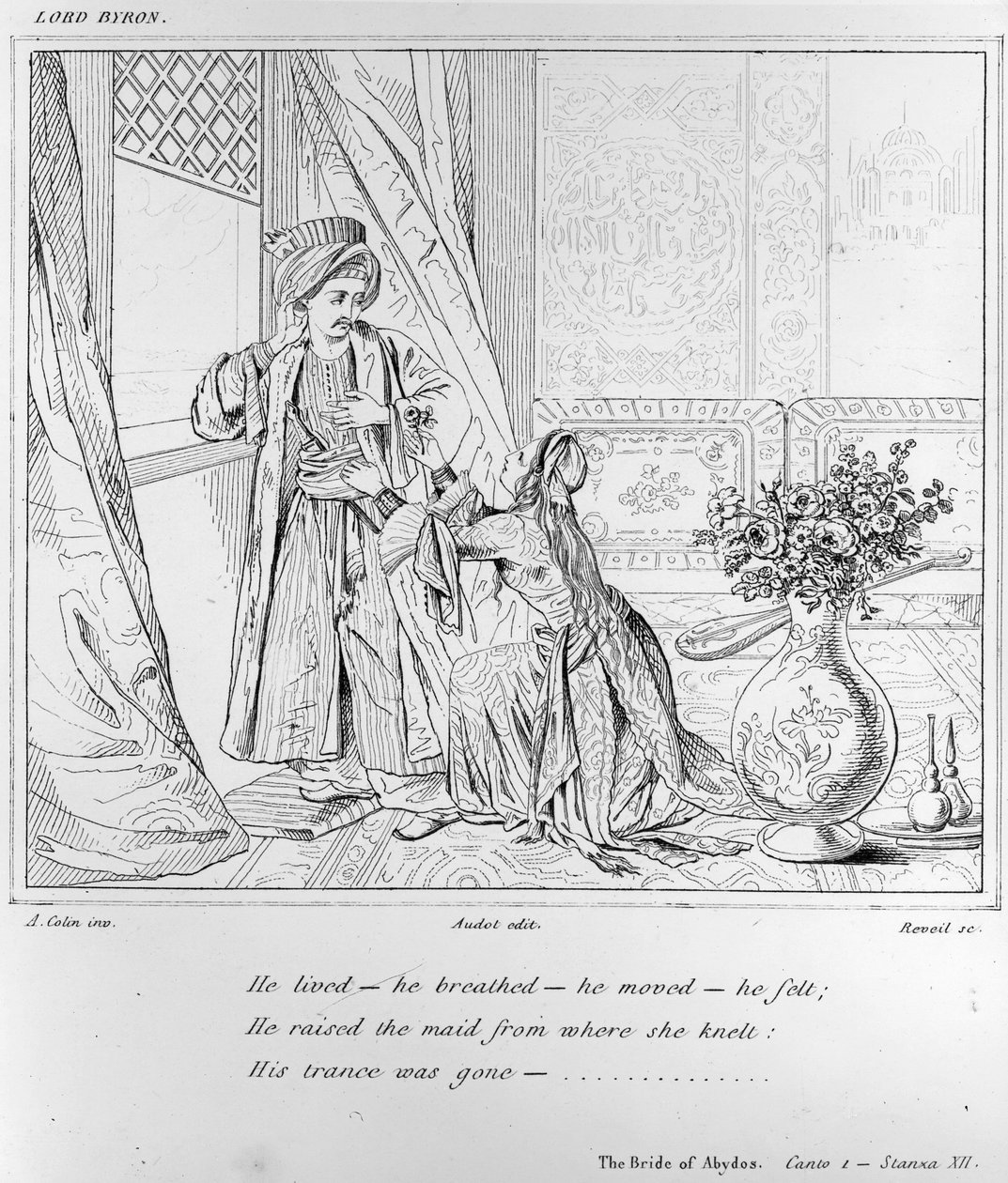 Scene fra The Bride of Abydos av Lord Byron av Alexandre Marie Colin