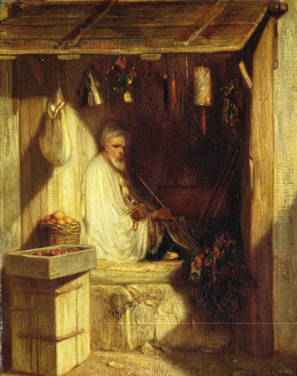 Tyrkisk kjøpmann røyker i butikken sin, 1844 av Alexandre Gabriel Decamps
