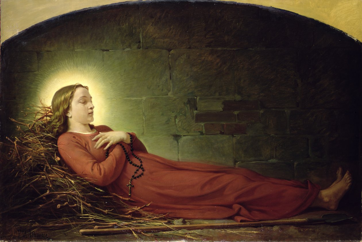 The Death of Germaine Cousin (1579-1601) Jomfruen av Pibrac, ca. 1863 av Alexandre Grellet