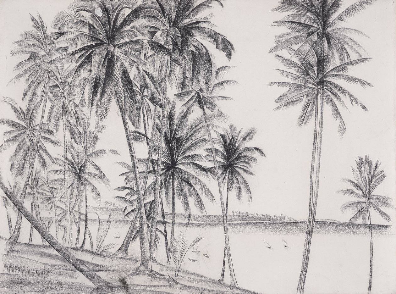 Mossuril, Mosambik, 1925 (svart kritt på papir) av Alexandre Iacovleff