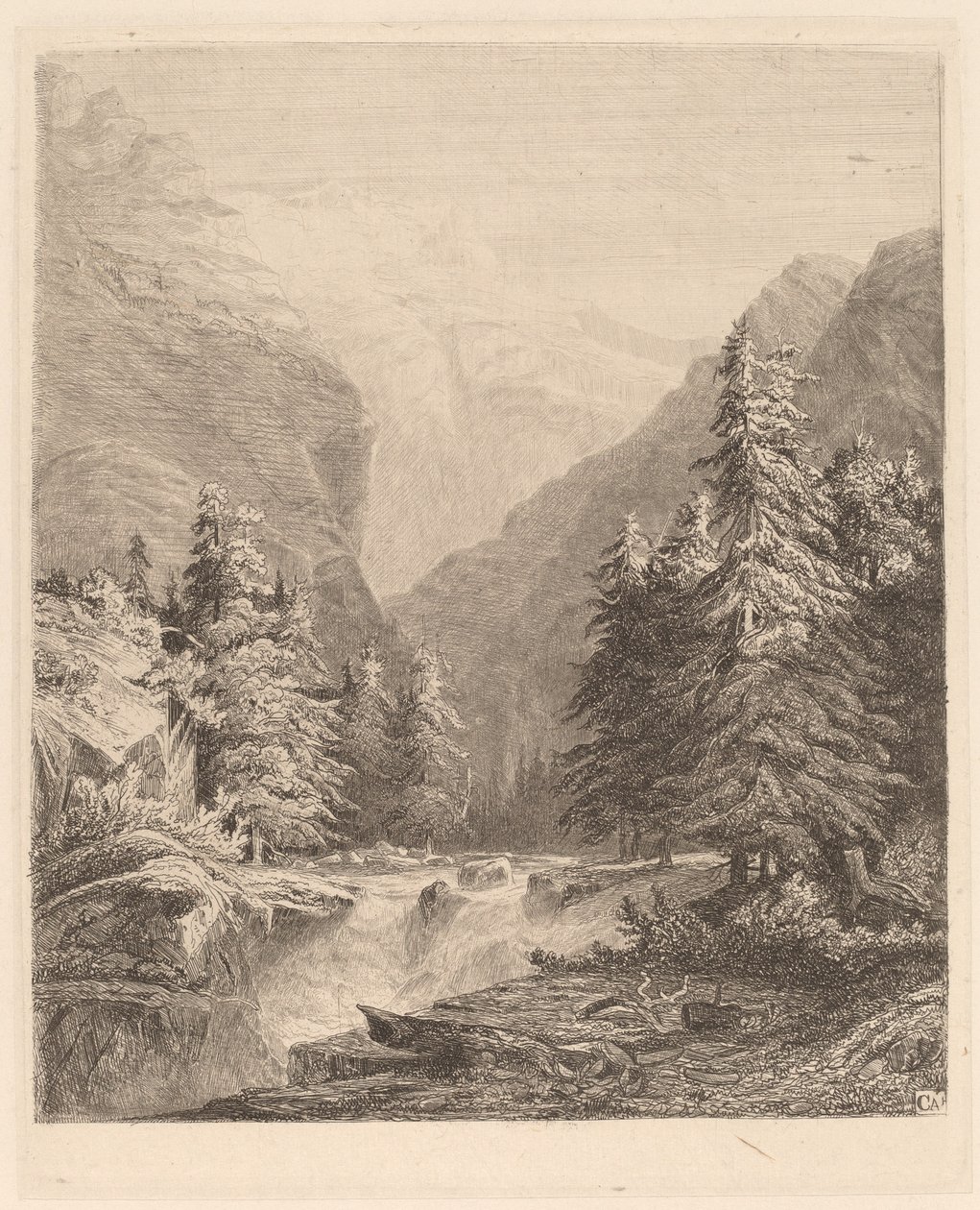 Fjellfoss av Alexandre Calame