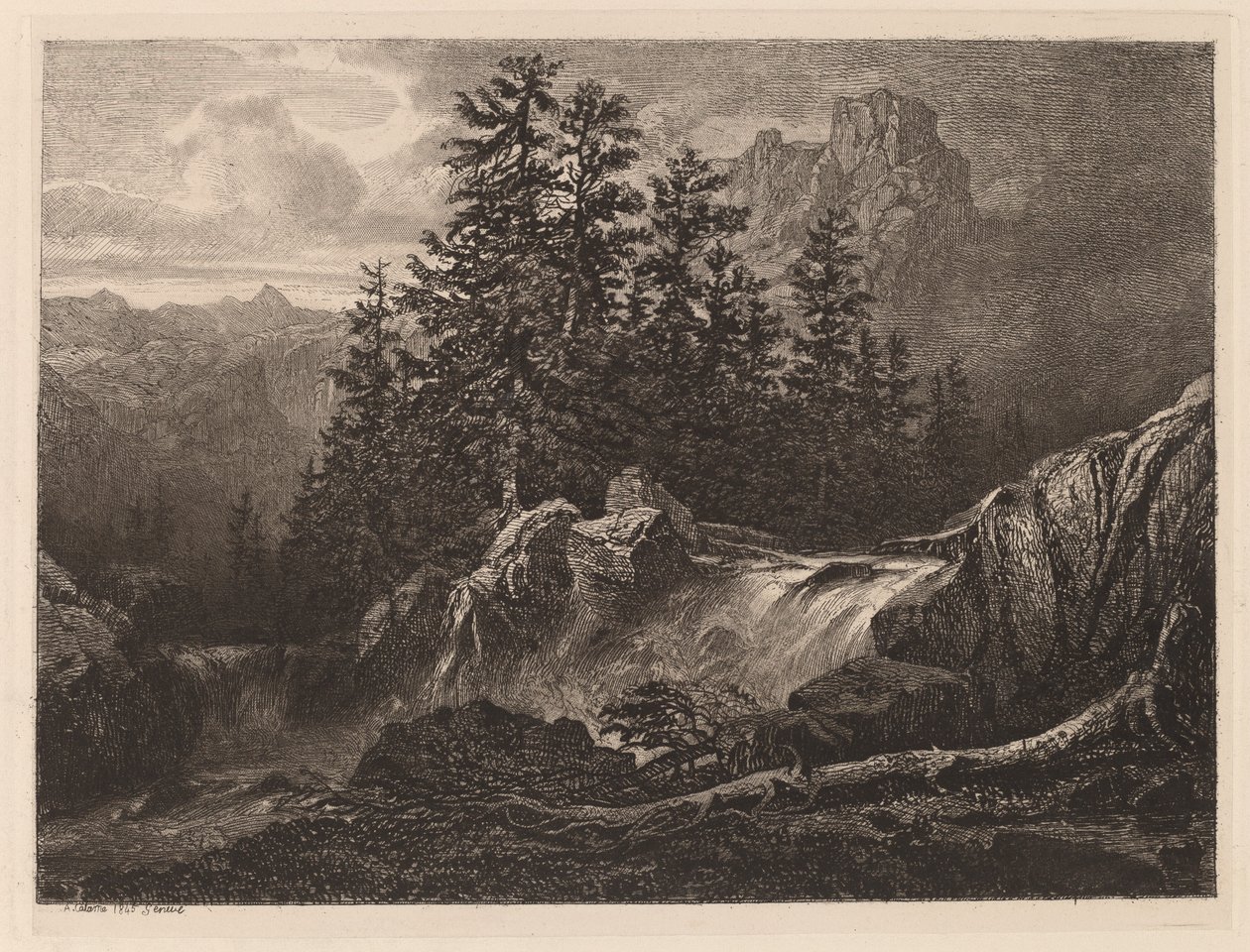 Fjellfoss av Alexandre Calame
