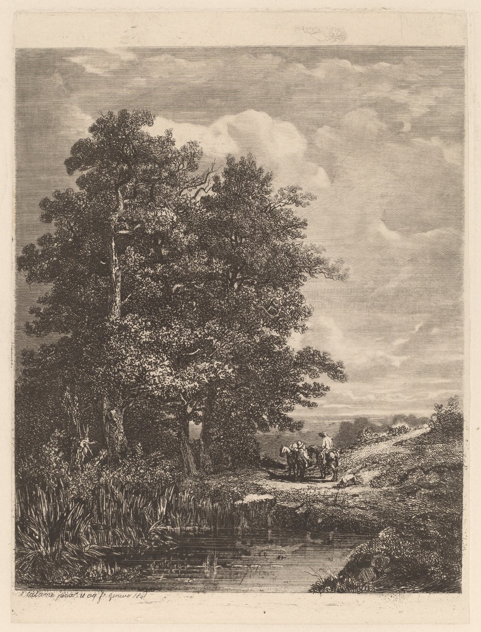 Ryttere ved en dam av Alexandre Calame