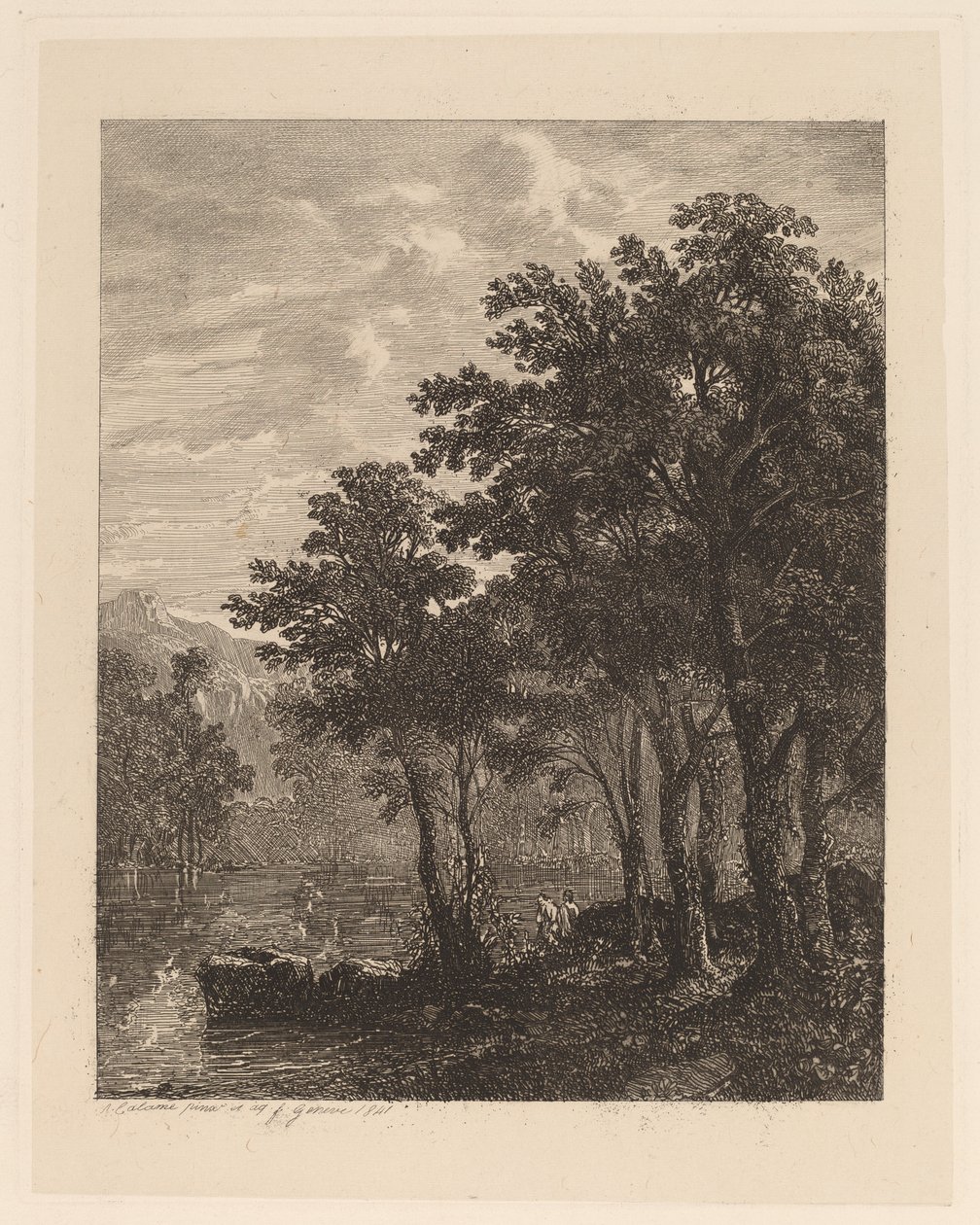 Trær ved en elv av Alexandre Calame