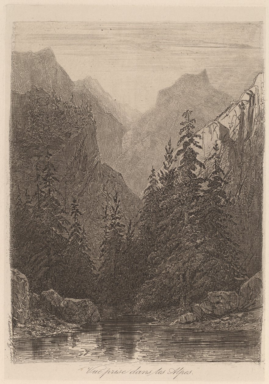 Utsikt tatt i Alpene av Alexandre Calame