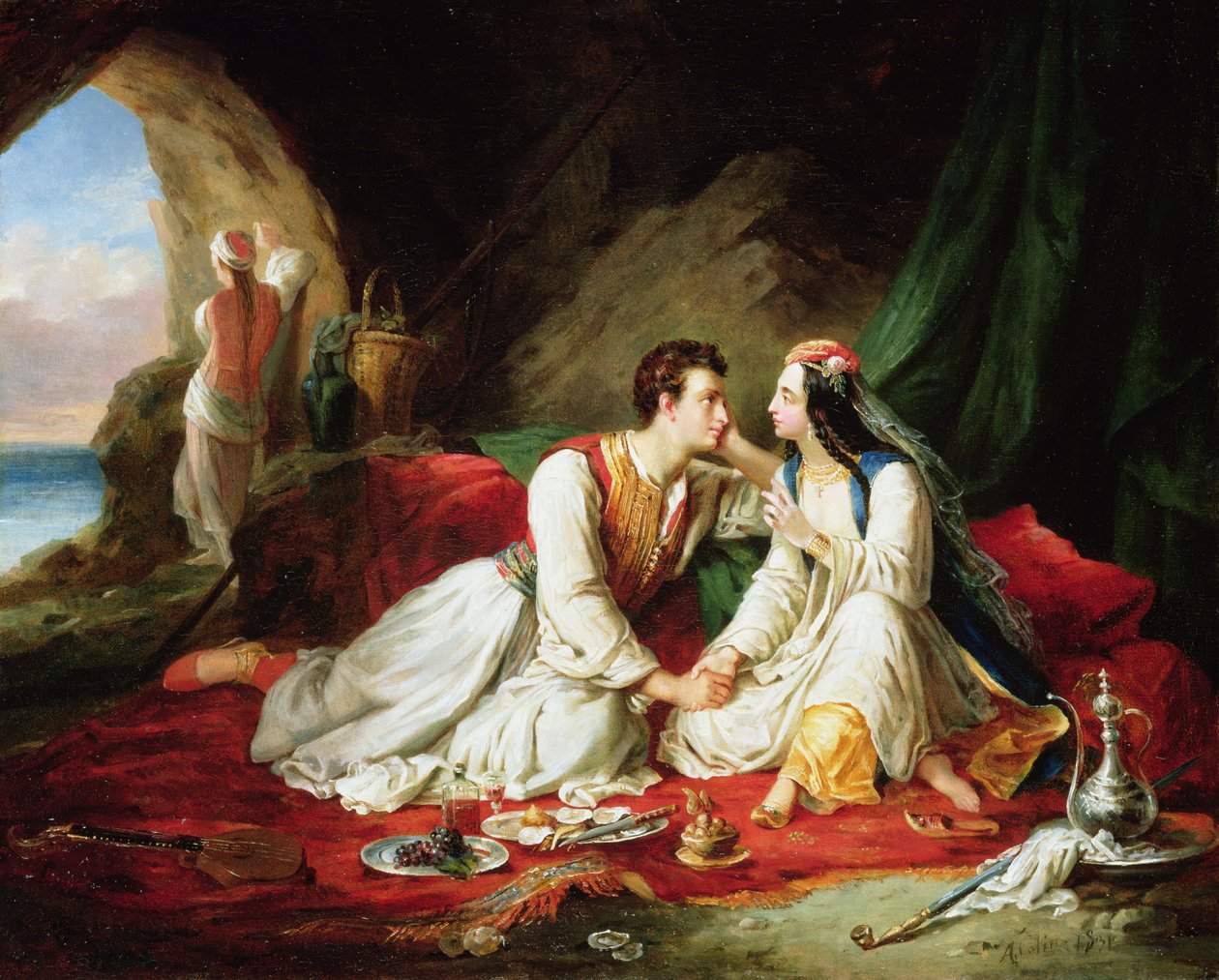 Byron som Don Juan, med Haidee, 1831 av Alexandre Colin