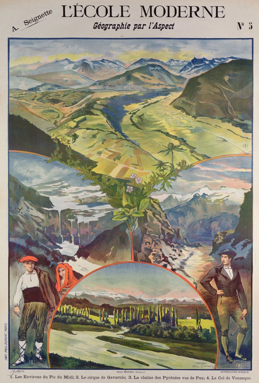 Pyreneene plakat (farge litho) av Alexandre Lunois